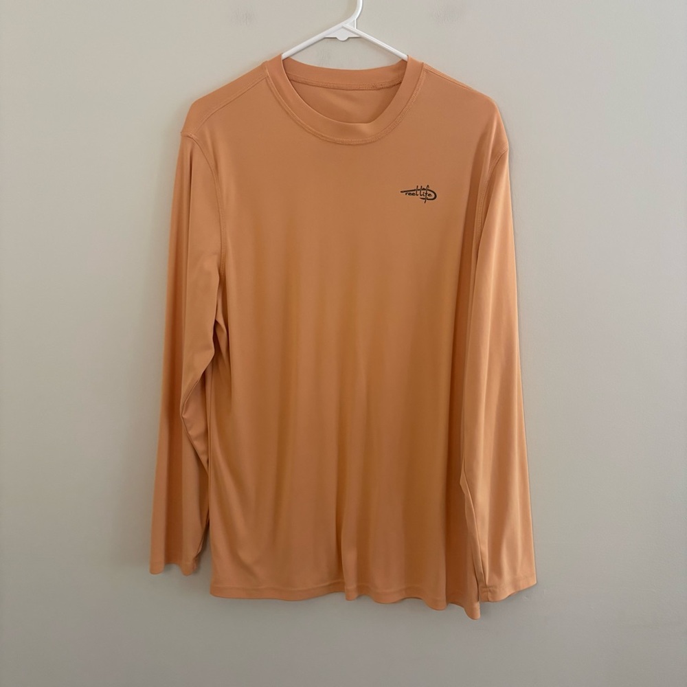 Reel Life Adult Large Long Sleeve Beach Top Casual Peach Orange